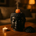 Ceramic Buddha Head Candle Holder Wax Melt Diffuser Zen Buddha Head Wax Melt Burner for Aromatherapy & Home Decor