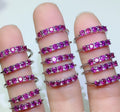 925 Sterling Silver Fashion Ring Single Row Inlaid with Natural Purple Garnet Gemstone Rhodium Plated for Gift