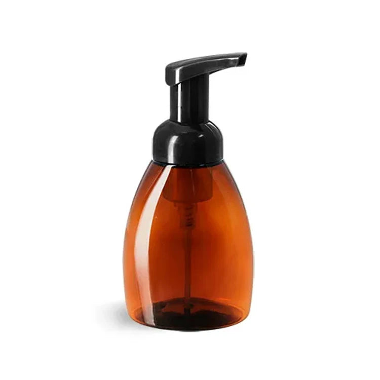 250ml Amber PET Plastic Bottles With Black Foamer Pumps