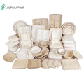 LuzhouPack Custom Biodegradable Sugarcane Bagasse Pulp Round Plates-Waterproof Greaseproof Microwave Safe for Cookie Salad Sushi