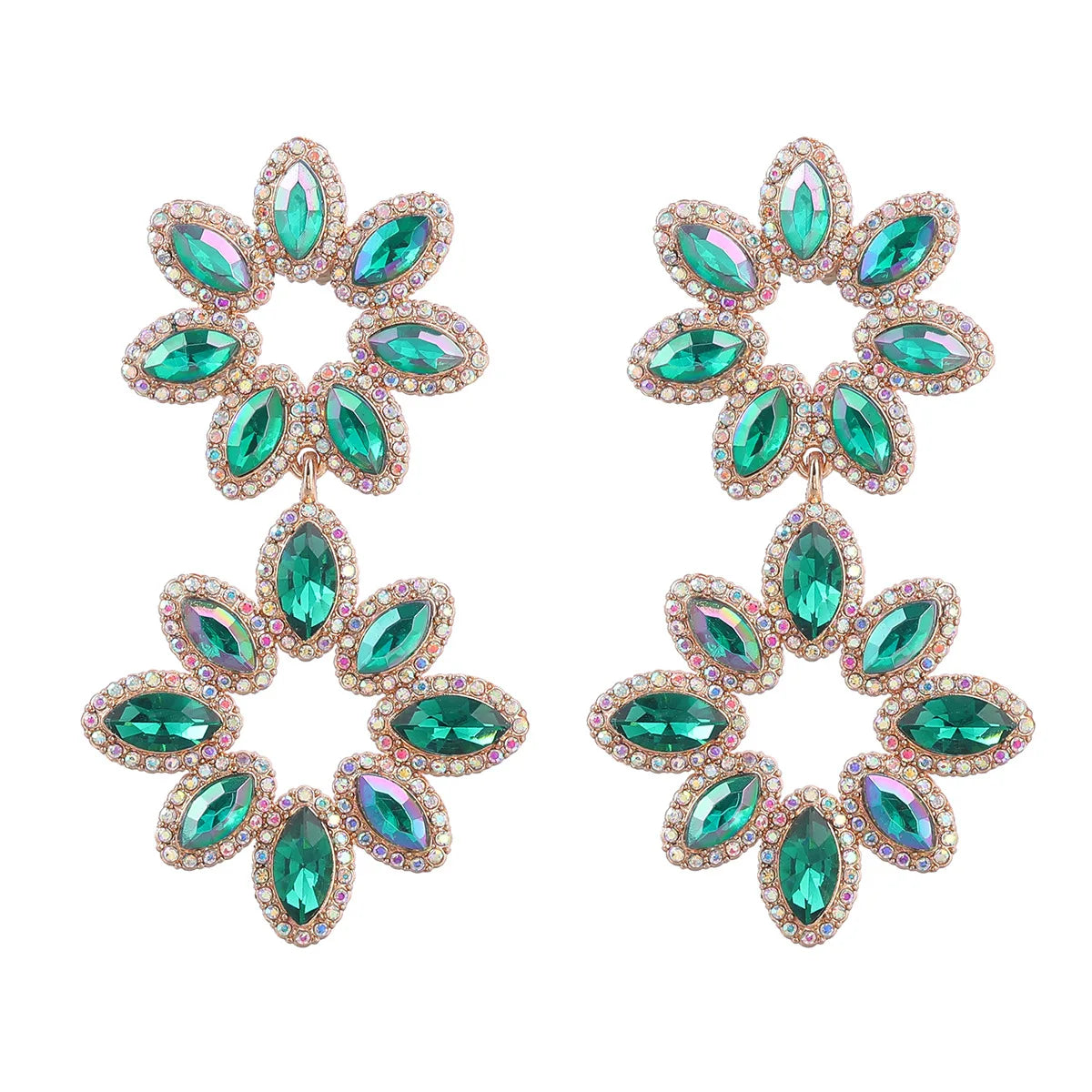 Europe and America Exaggerate Multi-layer Alloy Diamond Flower Dangle Earrings Women's Trend Pendant Earrings Wholesale