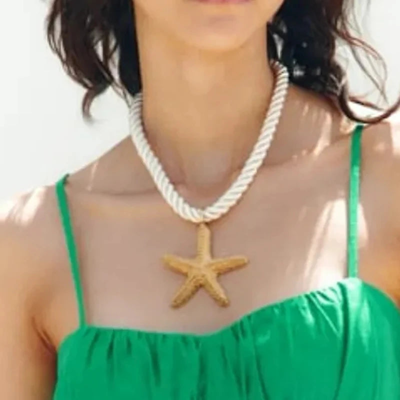 2023 New Arrival Fashion Jewelry 2023 Necklace New Metal Starfish Rope Long Necklace for Women 18k Gold Plated Starfish Necklace