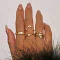 NEW BOHO MULTILAYER STRIPE CLEAR ZIRCON RING 2025 Dazan New 18k PVD Gold Plated Stainless Steel SPRING RUNWAY JEWELRY Set