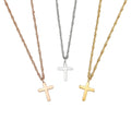 Elegant Lady's Stainless Steel Water-wave Chain Pendant Necklace Gold Cross Fashionable Fine Jewelry Engagement Christian Theme