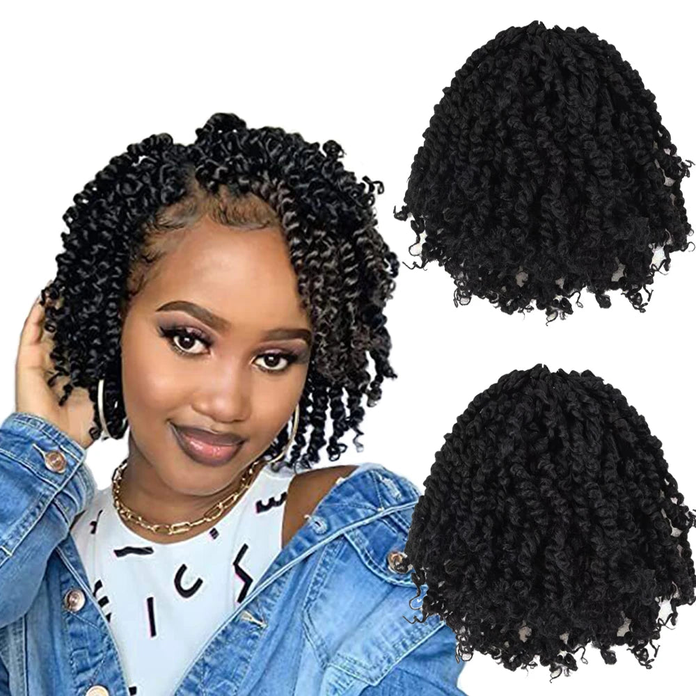 Synthetic Passion Twist Crochet Hair Natural Black Short Pre Looped Passion Twist Crochet Braids Bohemian Crochet Hair Extension