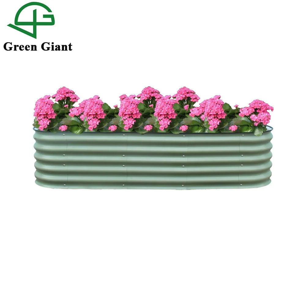 Huizhou Green Giant 17"Tall 6 in 1 Outdoor Aluzinc Galvanized Planter Box Modular Corrugated Metal Raised Garden Bed Kit