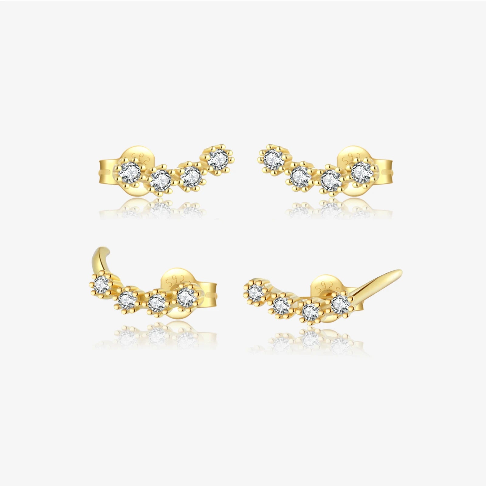 FUAMAY Minimalist White Zircon Bohemian Wedding Stud Earrings Silver Gold Plated Jewelry