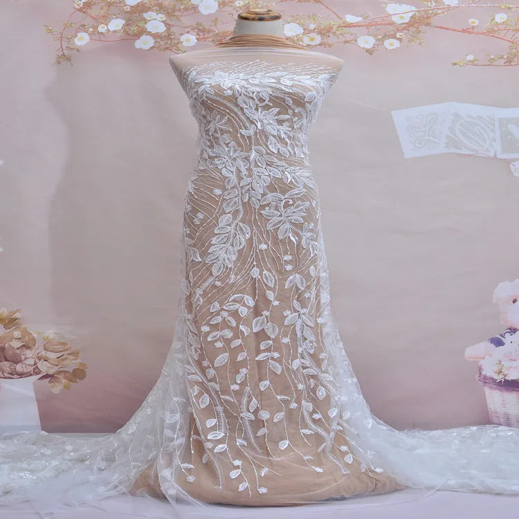 Guangzhou Lace Manufacturer Chemical Cording Trim Organza Lace With Sequins