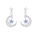 Wholesale 925 Sterling Silver Star and Crescent Stud Earrings for Women 2020 New Trend Personality Lady Fashion Jewelry