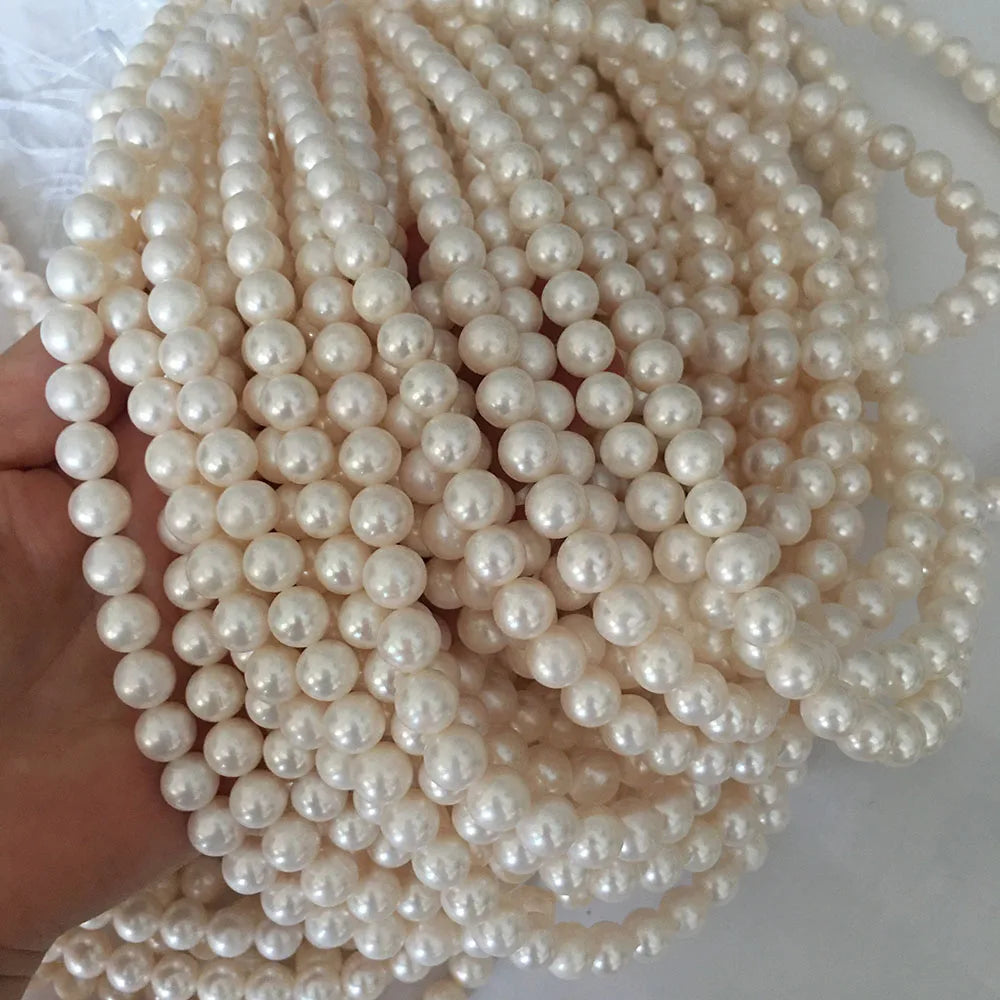 9-10 mm AA+ Quality 100% Freshwater Pearls White AA+ Good Quality Perfect Shape Pearl Strand Loose Wholesale with Small Flaw