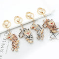 Factory Wholesale Animal Tiger Pendant Keychain Women Rhinestone Tiger Shaped Key Chain for Bag