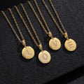 European American Classic Brass Gold Plated 26-Letter CZ Initial Pendant Stainless Steel Necklace for Engagement Gift