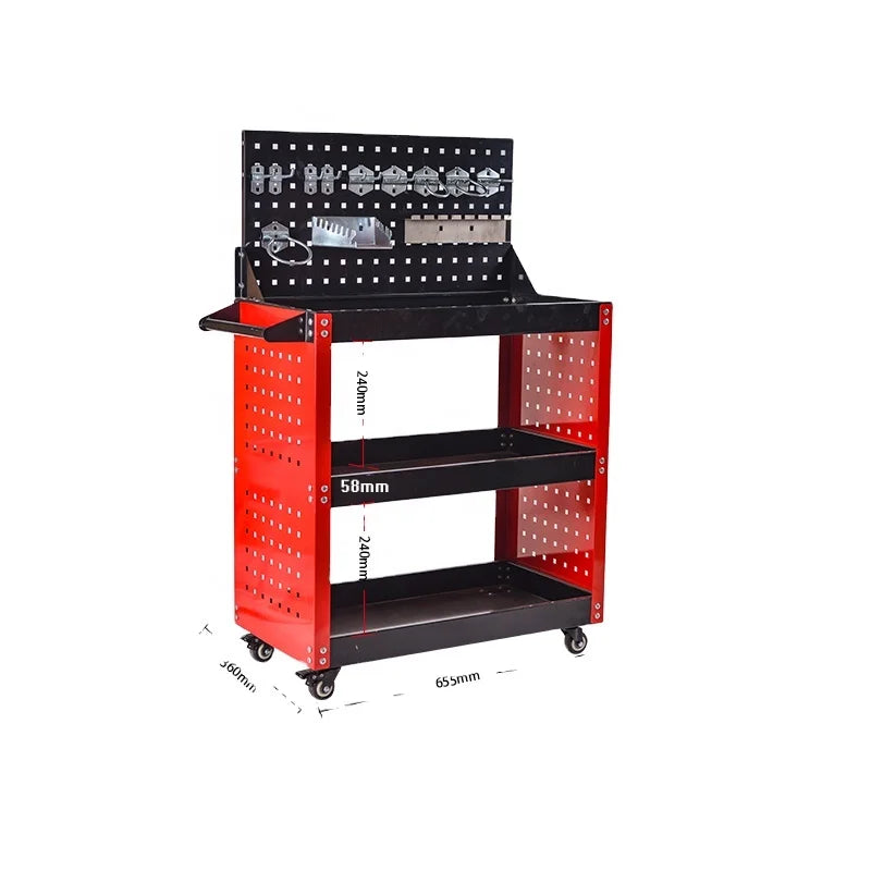 OEM Customizable Iron Workshop Metal Tool Cabinet with Handle and Wheel Back Board Tool Cart for Storage Use