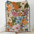 Custom Floral Artwork Design Bohemian Woven Throw Blanket