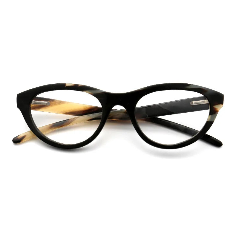 SRH07 Sunray Fashionable Design Luxury Clear Lens Nature Buffalo Custom Handmade Horn Ox Horn Myopia Glasses Men Women