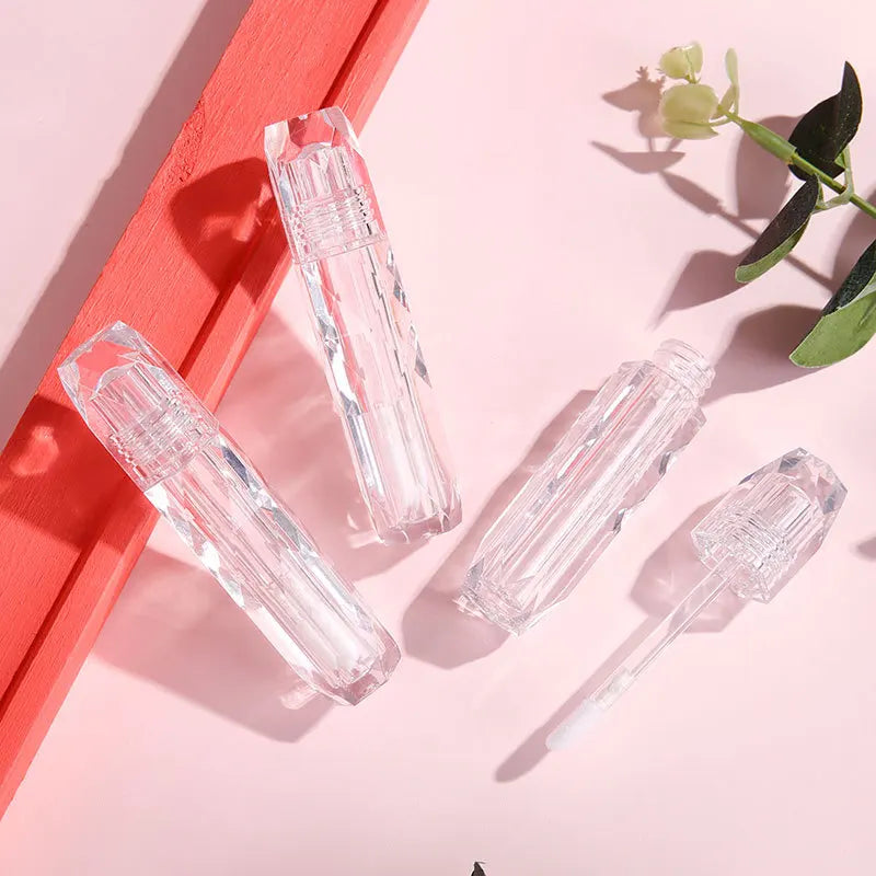 3g Diamond Shape Transparent Plastic AS ABS Empty Lip Gloss Packaging Tubes with Wand Makeup Balm Containers