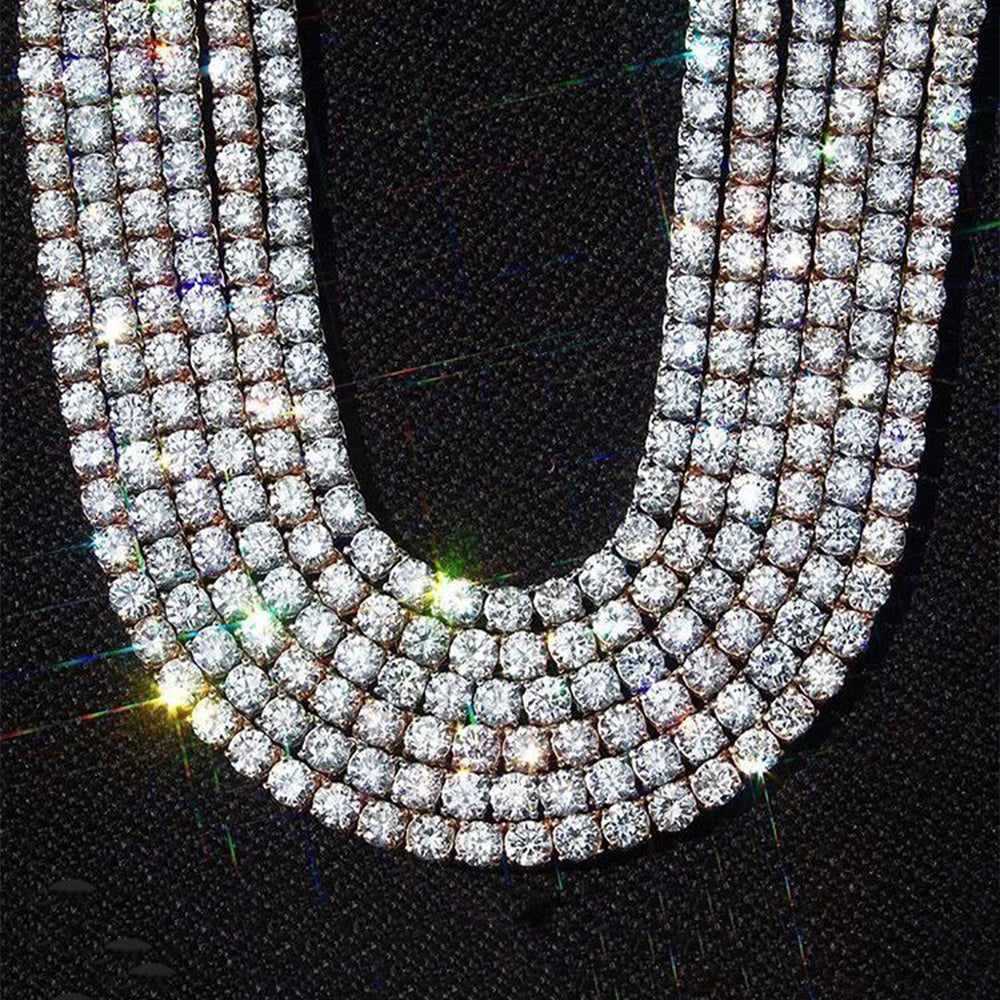 Men's Iced Out 1 Row Tennis Chain 2.5mm 3mm 4mm 5mm 6mm Necklace Hip Hop Jewelry 16 to 30 Inches Available