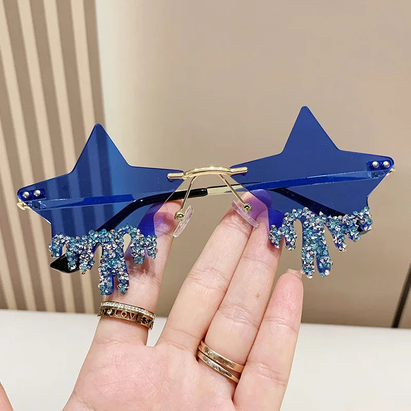2024 New Pentagram Women'S Sunglasses With Personalized Diamond Inlay and Fashionable Sunshade Sunglasses