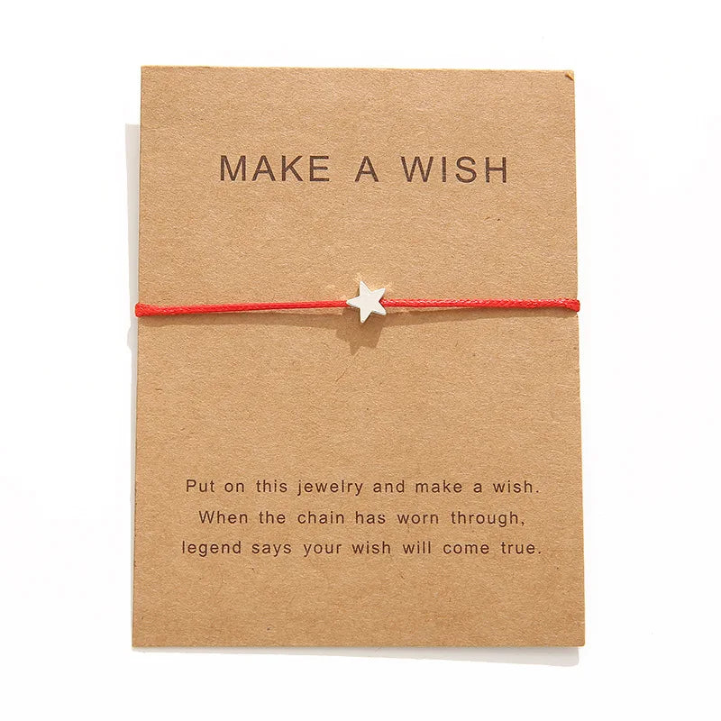 Customize Blessing Card Bracelet Simple Adjustable Friendship Woven Bracelet Hand Jewelry Make a Wish Gold Star Bracelet