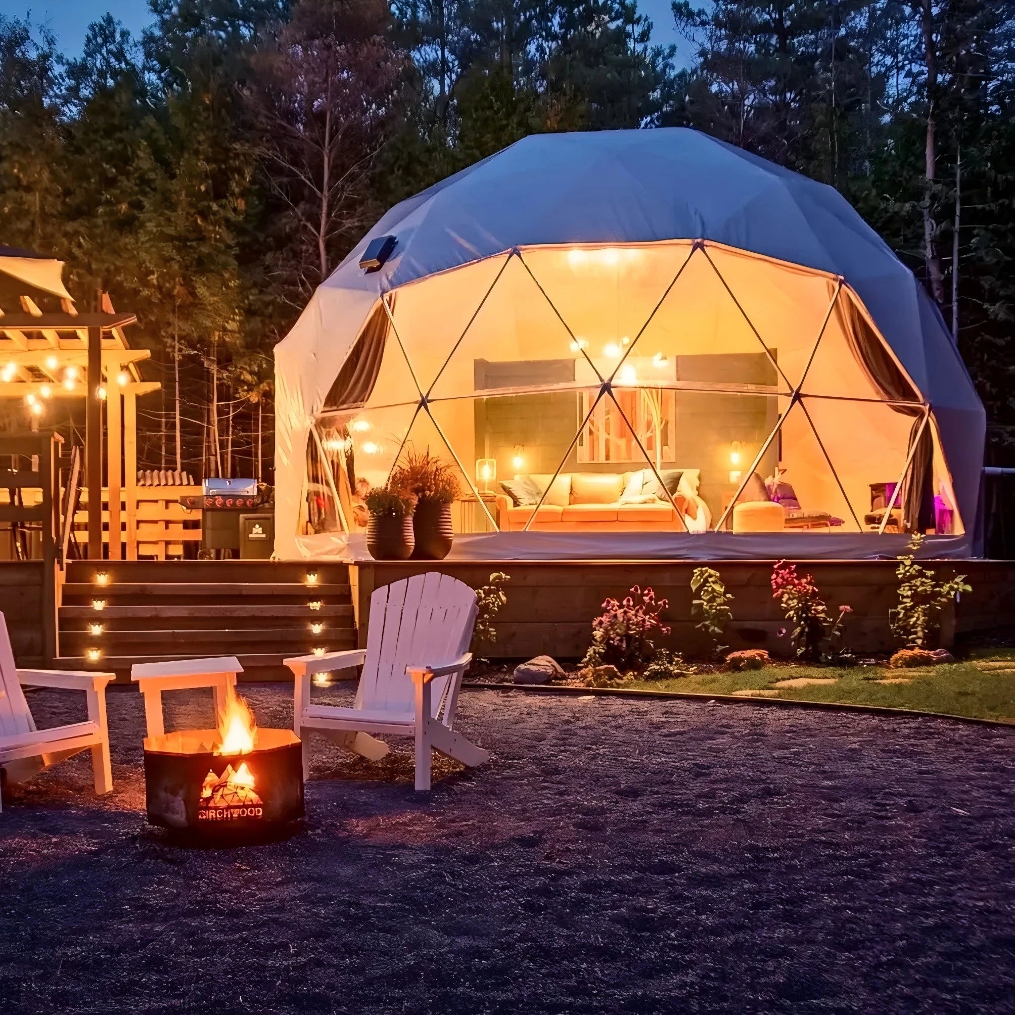 7m Eco Geodesic Glamping Dome Tent with Stove Igloo House for Russia Winter Camping