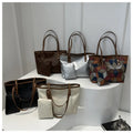 Women's Large Capacity 2 Pcs Set Tote Bag Beautiful Personality Portable Shoulder Bag Zipper Handbag
