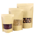 Lebei Packing Eco-friendly Kraft Craft Paper Packaging Bag Resealable Stand up Pouch With Ziplock and Clear Window for Food