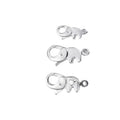 Manual Polishing 925 Sterling Silver Elephant Heart Shape Swivel Lobster Clasp Animal Jewelry Lock for Necklace & Bracelet