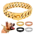 32mm Cast Gold Stainless Steel Dog Collar Necklace Titanium Steel Pet Accessory for Large Bully Battle Dogs Durable PU Material
