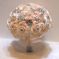 Ychon Artificial Rose Posy with Satin Jeweled Throw Bouquet Bridesmaid Holding Flowers Wedding Bouquets Silk Flower