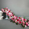 GJ-FRN050 Silk Two Meter Length Flower Runner Wedding Table Artificial Flower Runner Burgundy Flowers Runner for Wedding
