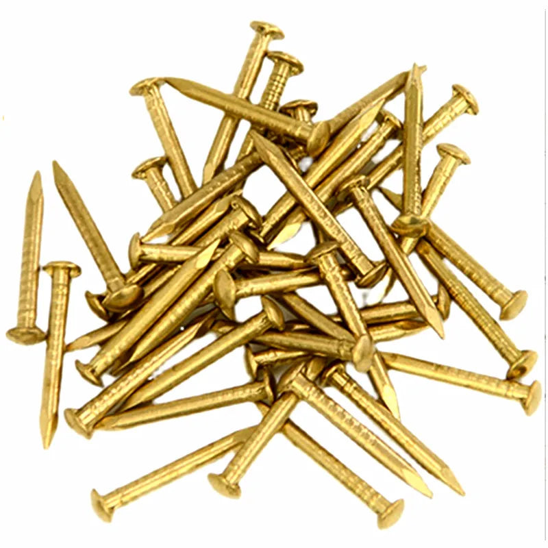 Custom Copper Bronze 2x20mm Smooth/Fluted Shank Brass Nails for Wooden Door Decorative Furniture Hardware Accessories