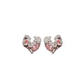 Women Minimalist Ear Ring Jewelry Alloy Pink Crystal Small Mini Cute Heart Shape Stud Earrings for Women Ladies