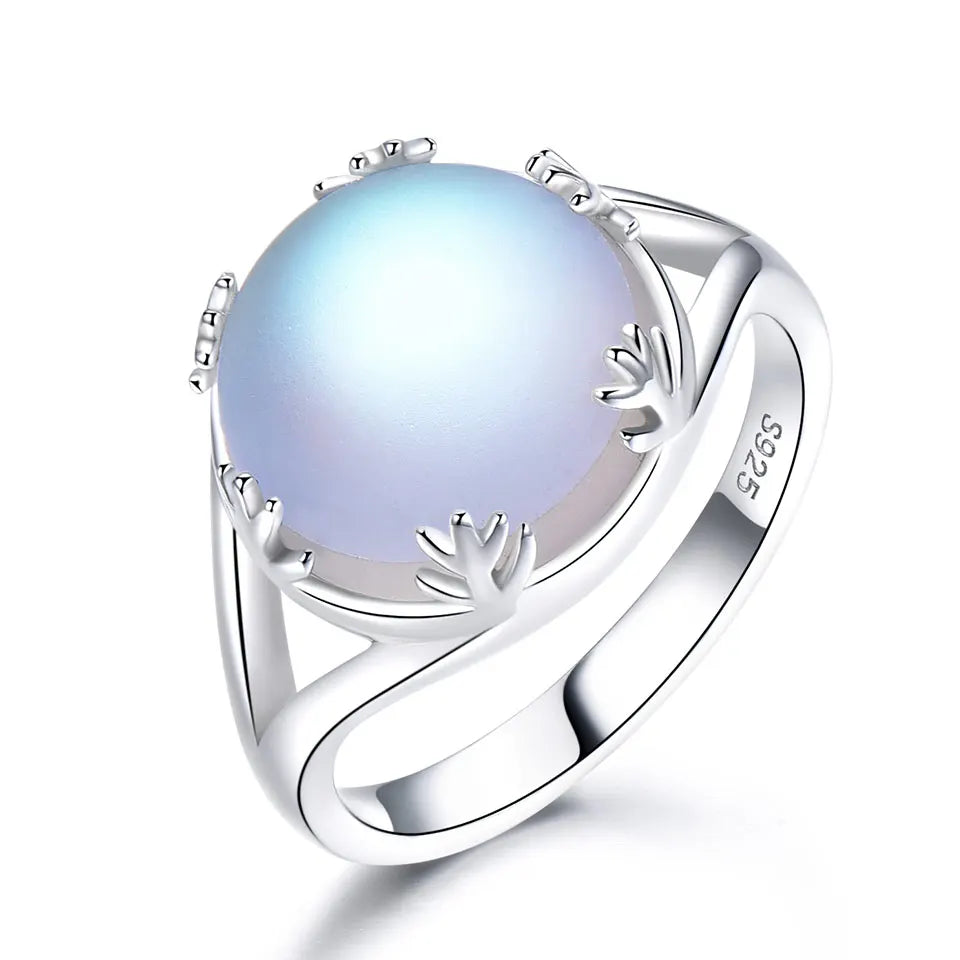 China Manufacturer Original S925 Sterling Silver Moonlight Ring Fashion Moonstone Ring