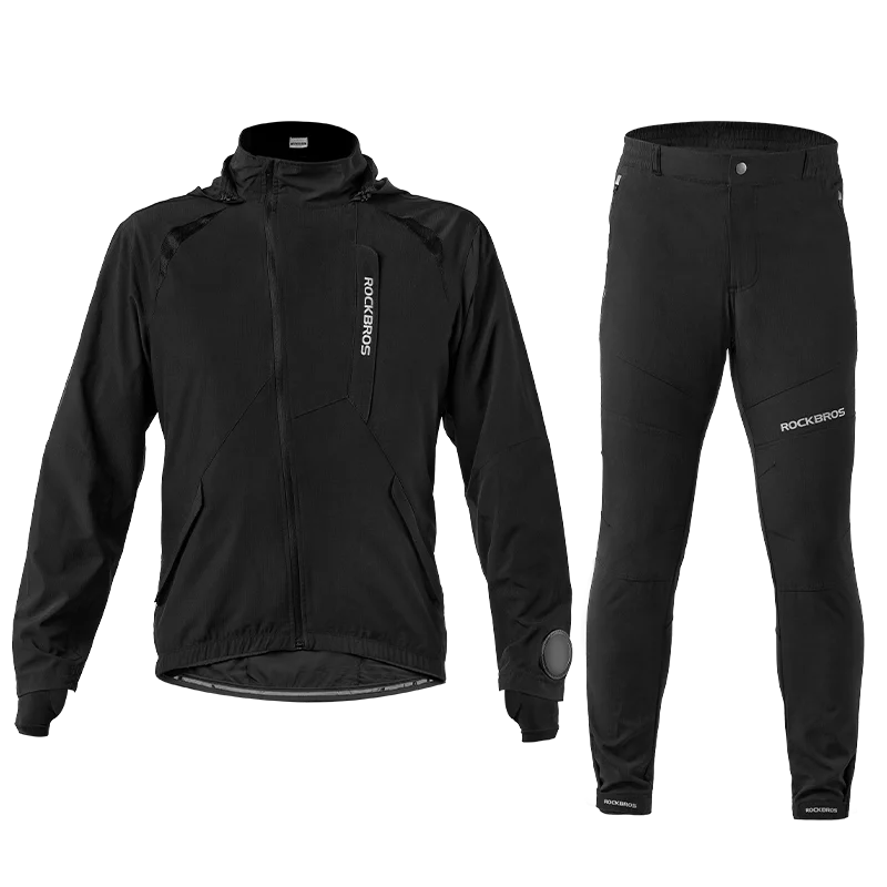 ROCKBROS Winter Complete Jersey Cycling Men Reflective Waterproof Bicycle Cycling Jerseys Pants Sets