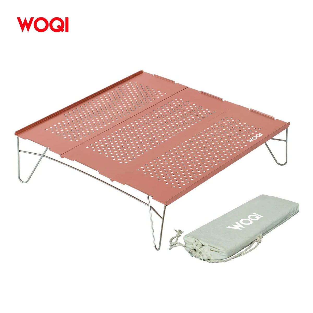WOQI Wholesale Portable Barbecue Table Iron Mini Camp Folding Table Pink Color Folding Table MegaBDM