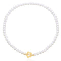 Fashion Models Gold Metal Small Flower OT Button Natural Freshwater Pearl Necklace Sweater Chain Custom