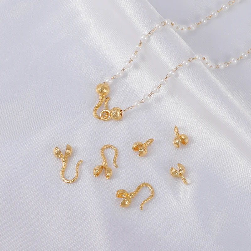 Jewelry Brass Clasp 18K Plated Gold Necklace Bracelet Connector Bracelet Clasp Types Stripe with Ring Necklace Connection Clasp