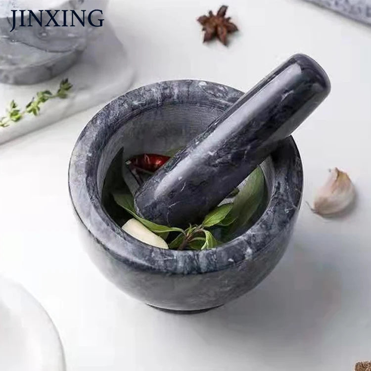 2022 Hot Sale Jin Star Eco-Friendly White Stone Marble and Granite Mortar and Pestle for Kitchen Spice Tools