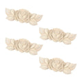 Wood Carved Appliques Furniture Onlay Unpainted Corner Applique 3.54"x1.38" Decorative Flower Decal for Cabinet Window Door