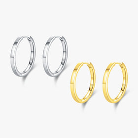 Classic Rhodium Gold Color Ear Buckle Women Fine Jewelry Trendy Minimalist 925 Sterling Silver Smooth Shining CMA Hoop Earrings