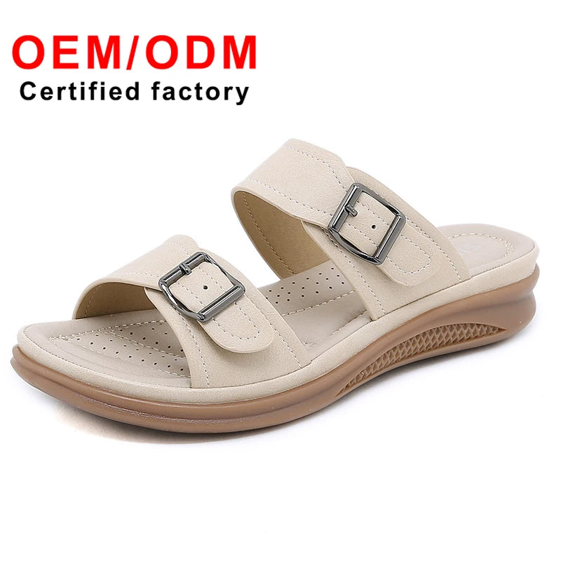 New Luxury Women's Casual Retro Wedge Heel Comfortable Thick Bottom Large Size Lightweight Beach Slippers Fashion Shoes Women