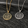 Pentagram Seal Kabbalah Pendant Four-character God Name Amulet Jewelry Stainless Steel Necklace Pendant