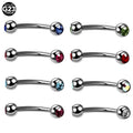 Gaby 16G Titanium G23 ASTM-F136 External Thread Daith Rings Eyebrow Ring Prince Albert Colorful Gem Piercing Body Jewelry