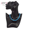 7mm 8mm Natural Blue Balls Bead Strand Chain Necklace Choker for Women with Stainless Steel Extended Chains