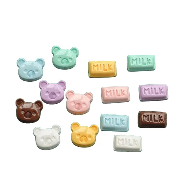 Kawaii Simulation Bear Milk Chocolate Flatback Resin Cabochon for DIY Resin Craft Decoration Miniature Food Milk Chocolate Bar