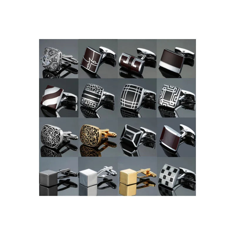 2023 New Arrival Classic Men's Shirt French Cufflinks Wholesale Enamel Vintage Crystal Cube Metal Square Cufflinks for Men Party