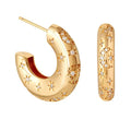 Laodun Trendy 18k Gold Vermeil Star Pattern C Earrings Exquisite Gold Earrings With Zircon Micro Inlays for Women Vermeil