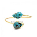 BM42285 Natural Gemstone Turquoise Free Form Nugget Adjustable Cuff Bangle Gold Plated Bracelet Boho Bohemian Jewelry