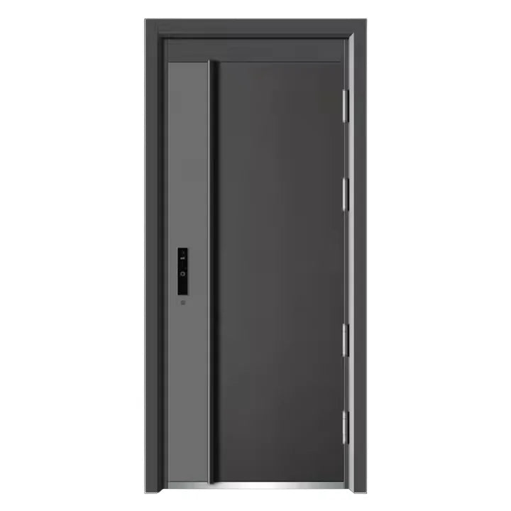 Modern Steel Entry Door Apartment Exterior Front Main Gate Smart Lock Swing Open Style Enhanced Security Bullet Proof
