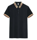 Men's Summer 100% Polyester Knitted for  Shirt Short Sleeve Large Collar Solid Color Embroidered Design Stock Wholesale for